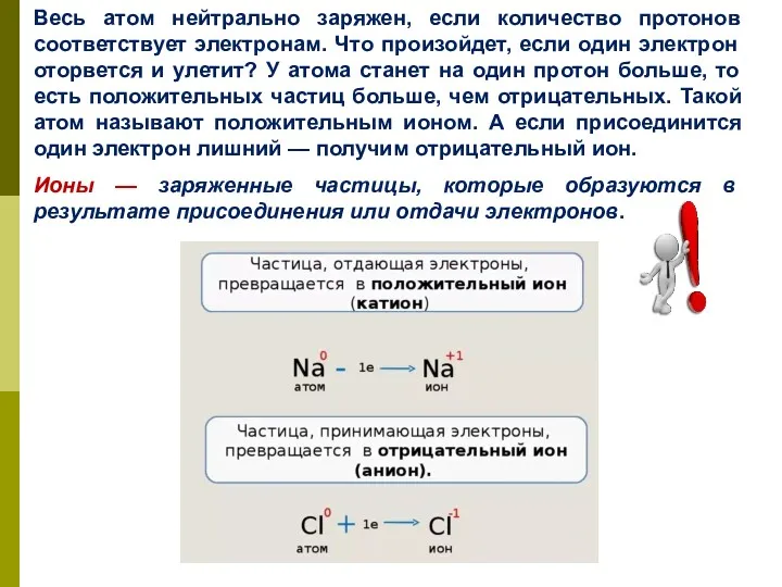 Домашнее задание Весь атом нейтрально заряжен, если количество протонов соответствует