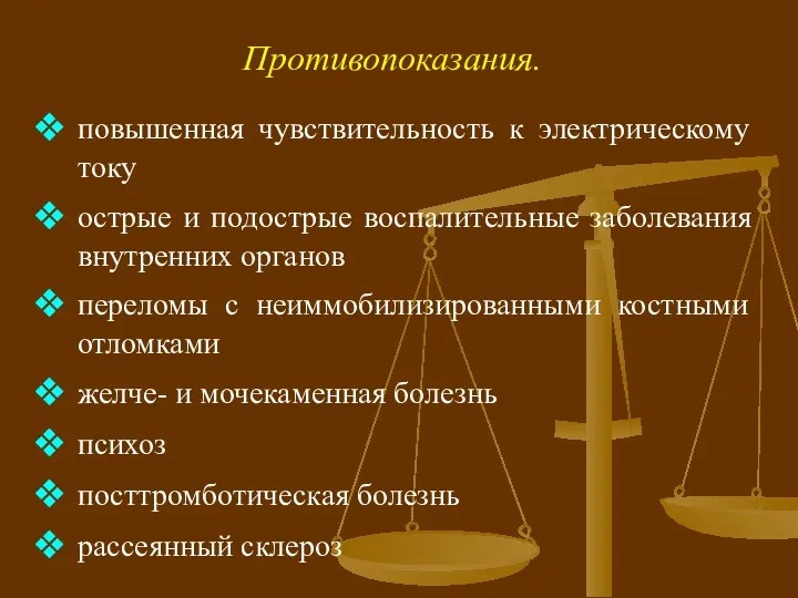 Противопоказания. повышенная чувствительность к электрическому току острые и подострые воспалительные