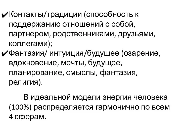 Контакты/традиции (способность к поддержанию отношений с собой, партнером, родственниками, друзьями,