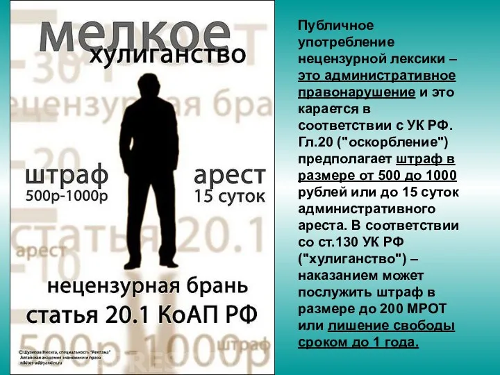 Публичное употребление нецензурной лексики – это административное правонарушение и это