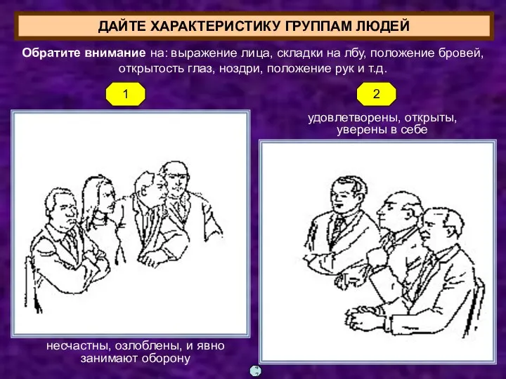 несчастны, озлоблены, и явно занимают оборону удовлетворены, открыты, уверены в