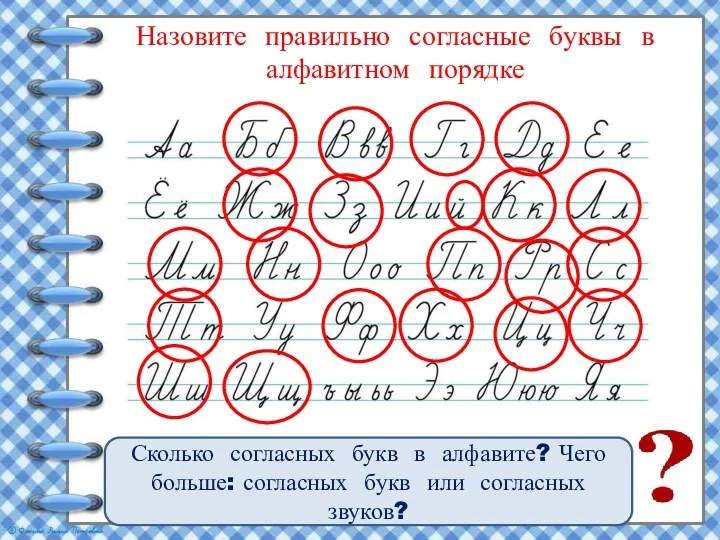 Назовите правильно согласные буквы в алфавитном порядке Сколько согласных букв