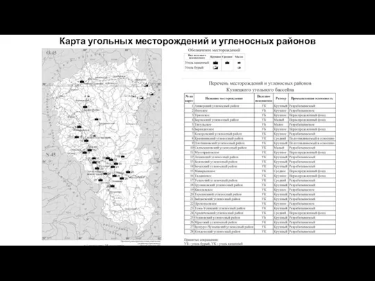 Карта угольных месторождений и угленосных районов