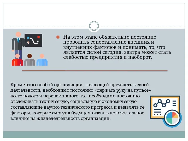 На этом этапе обязательно постоянно проводить сопоставление внешних и внутренних факторов и понимать,