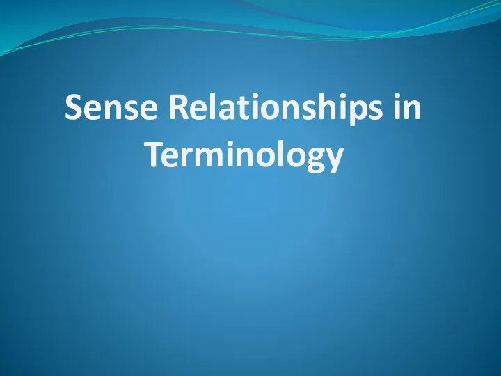 Sense relationships in terminology