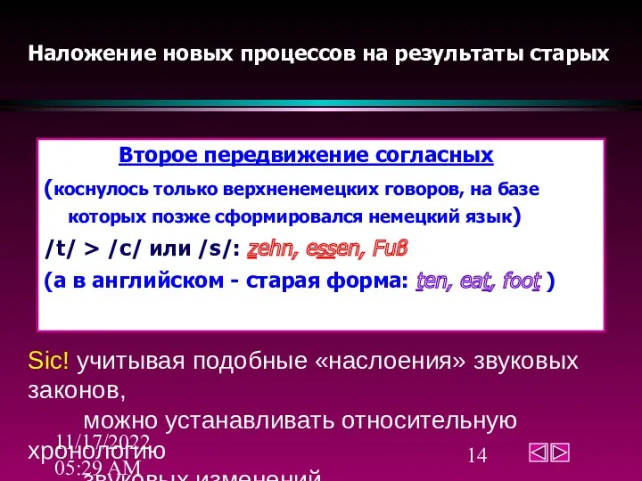 11/17/2022 05:29 AM Второе передвижение согласных (коснулось только верхненемецких говоров, на базе которых