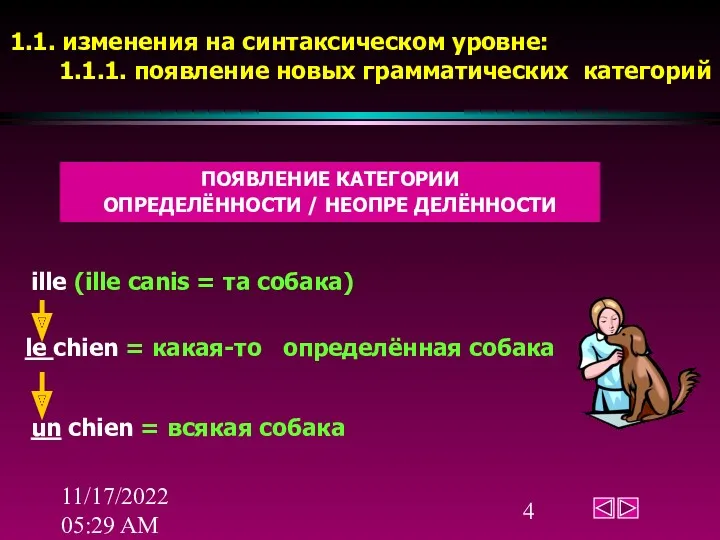 11/17/2022 05:29 AM ПОЯВЛЕНИЕ КАТЕГОРИИ ОПРЕДЕЛЁННОСТИ / НЕОПРЕ ДЕЛЁННОСТИ ille (ille canis =