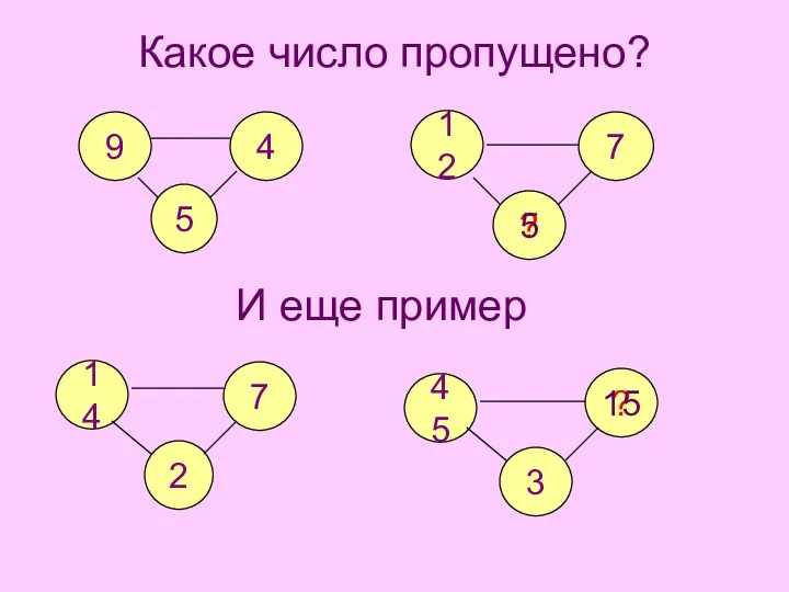 Какое число пропущено? 9 5 4 12 2 7 ?