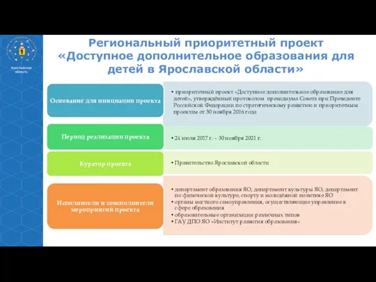 Региональный приоритетный проект «Доступное дополнительное образования для детей в Ярославской