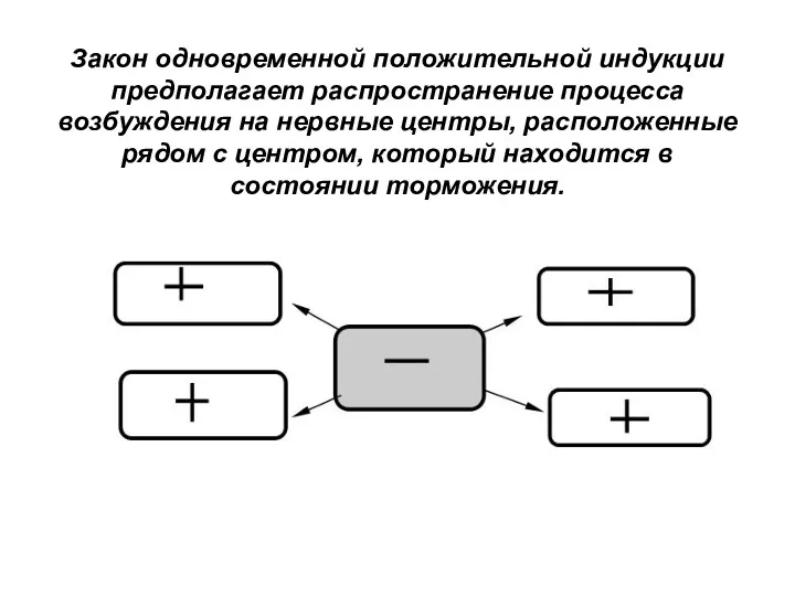 Закон одновременной положительной индукции предполагает распространение процесса возбуждения на нервные