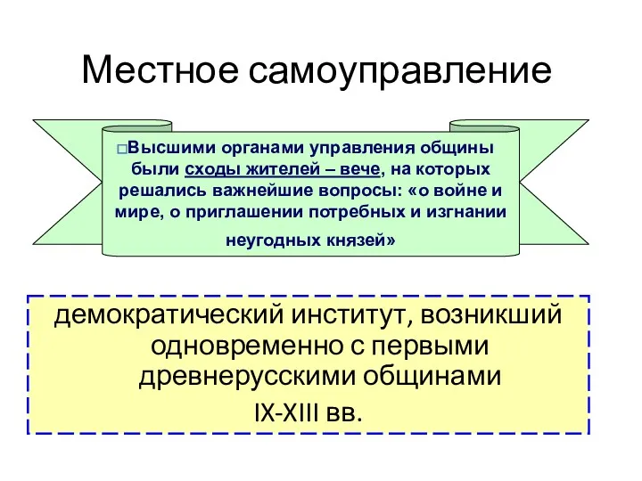 Местное самоуправление демократический институт, возникший одновременно с первыми древнерусскими общинами