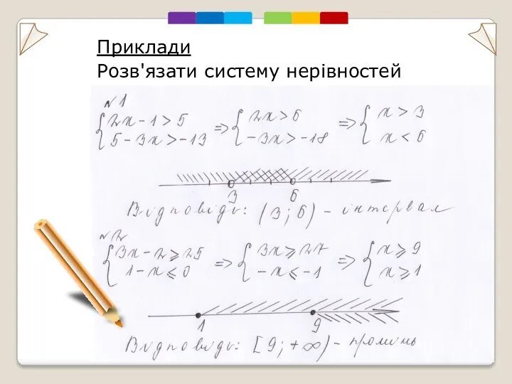 Приклади Розв'язати систему нерівностей