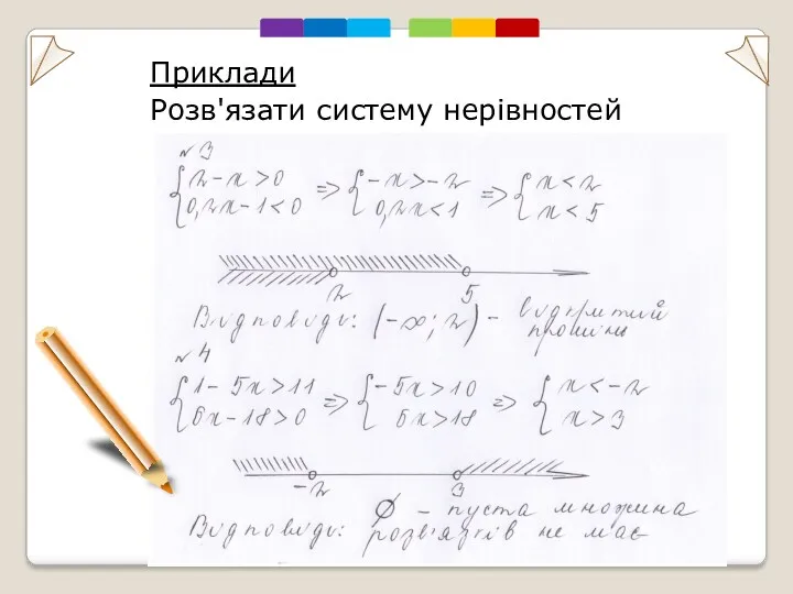 Приклади Розв'язати систему нерівностей