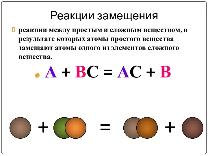 Реакции замещения реакции между простым и сложным веществом, в результате