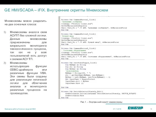 GE HMI/SCADA – iFIX. Внутренние скрипты Мнемосхем Мнемосхемы можно разделить