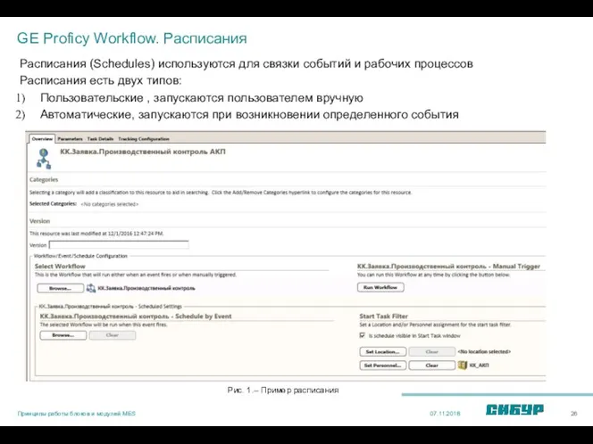 GE Proficy Workflow. Расписания Расписания (Schedules) используются для связки событий