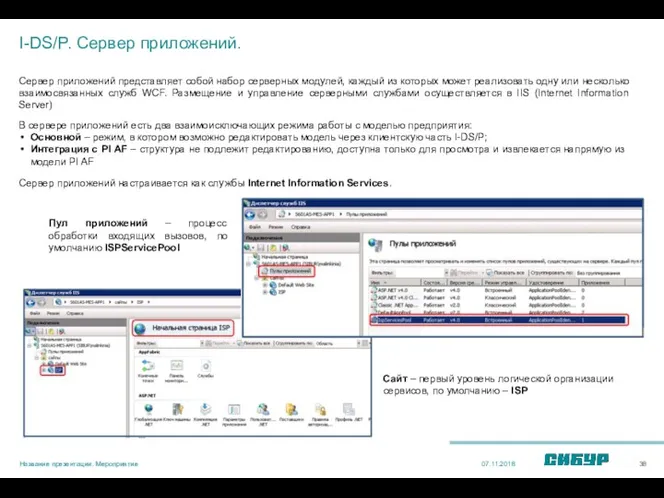 I-DS/P. Сервер приложений. 07.11.2018 Название презентации. Мероприятие Сервер приложений представляет