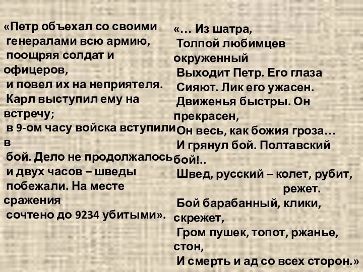 «Петр объехал со своими генералами всю армию, поощряя солдат и