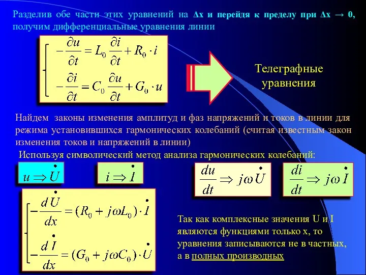 Разделив обе части этих уравнений на Δх и перейдя к