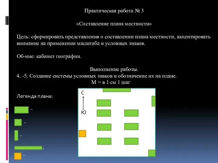 Практическая работа № 3 «Составление плана местности» Цель: сформировать представления