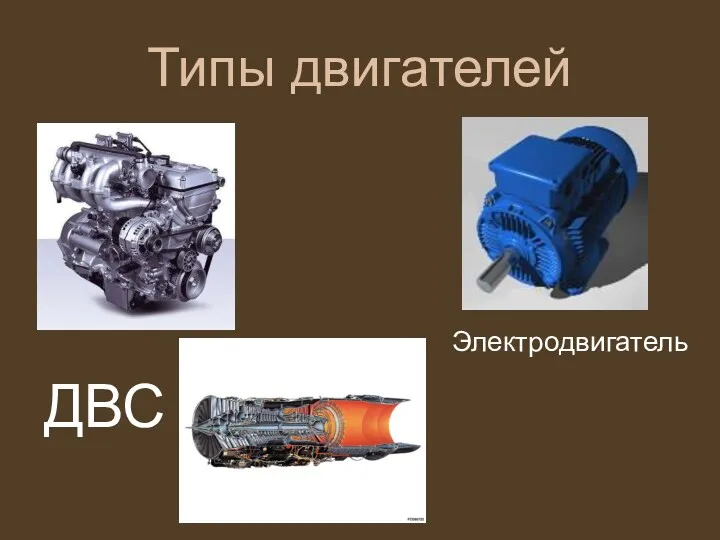 Типы двигателей Электродвигатель ДВС