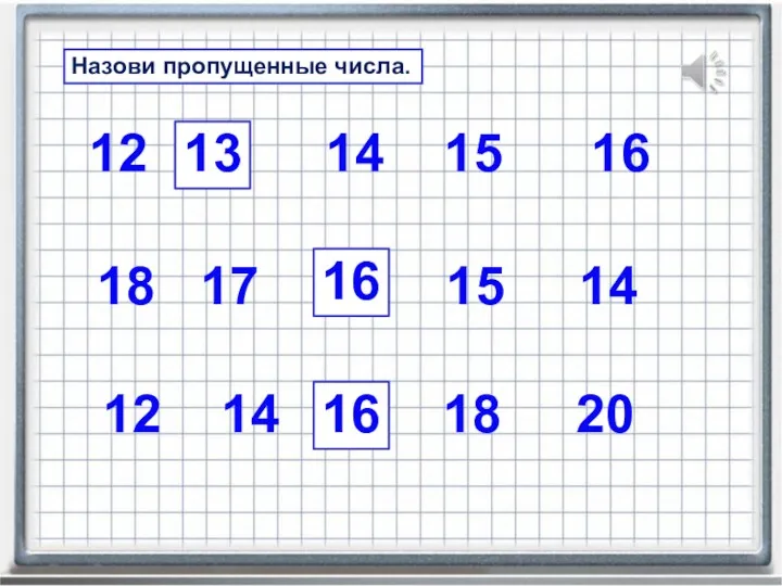 Назови пропущенные числа. 12 .. 14 15 16 13 18