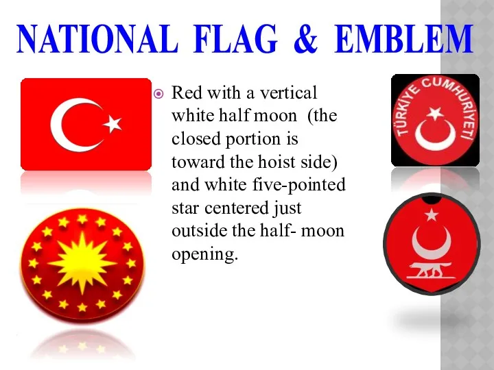 Red with a vertical white half moon (the closed portion