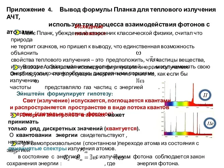 Приложение 4. Вывод формулы Планка для теплового излучения АЧТ, используя