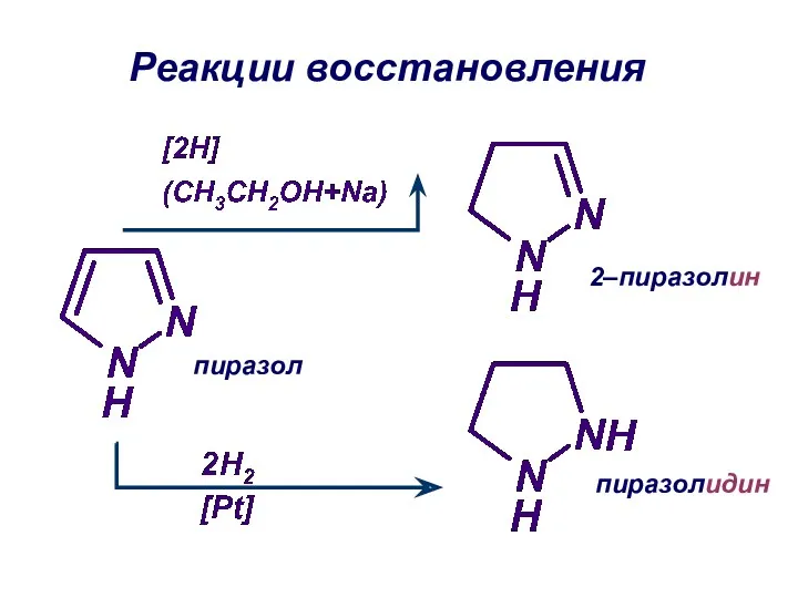 Реакции восстановления пиразол 2–пиразолин пиразолидин