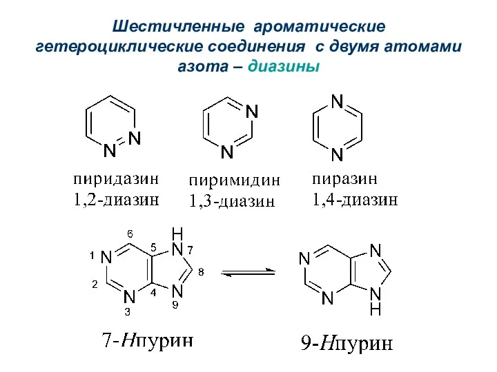 Шестичленные ароматические гетероциклические соединения с двумя атомами азота – диазины