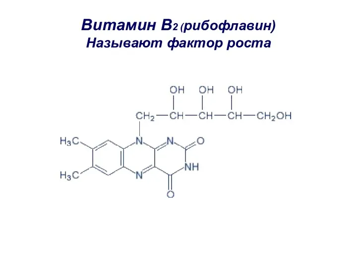 Витамин B2 (рибофлавин) Называют фактор роста