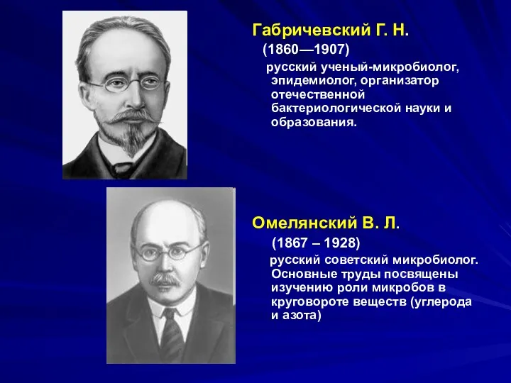 Габричевский Г. Н. (1860—1907) русский ученый-микробиолог, эпидемиолог, организатор отечественной бактериологической