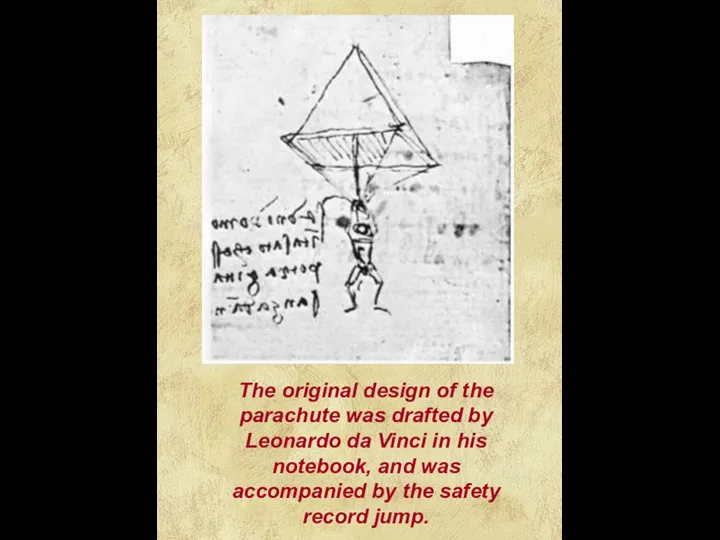 The original design of the parachute was drafted by Leonardo