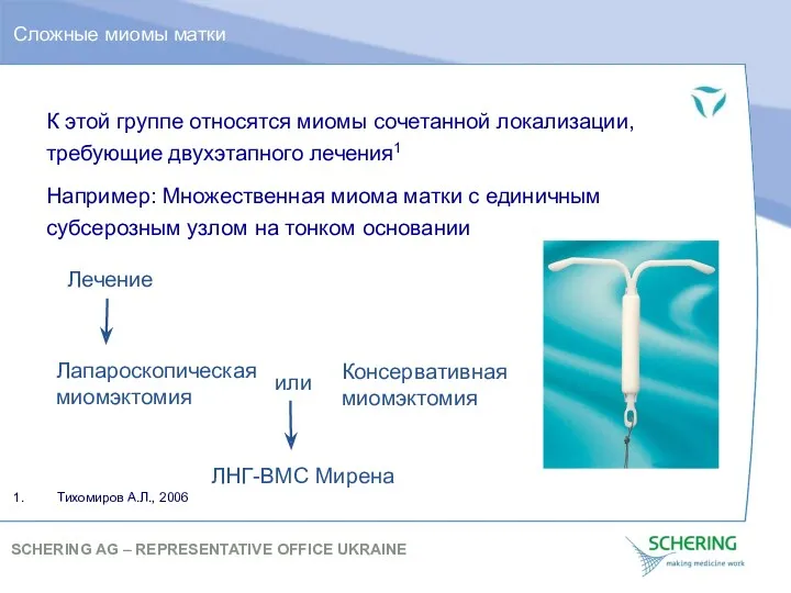 Сложные миомы матки К этой группе относятся миомы сочетанной локализации,