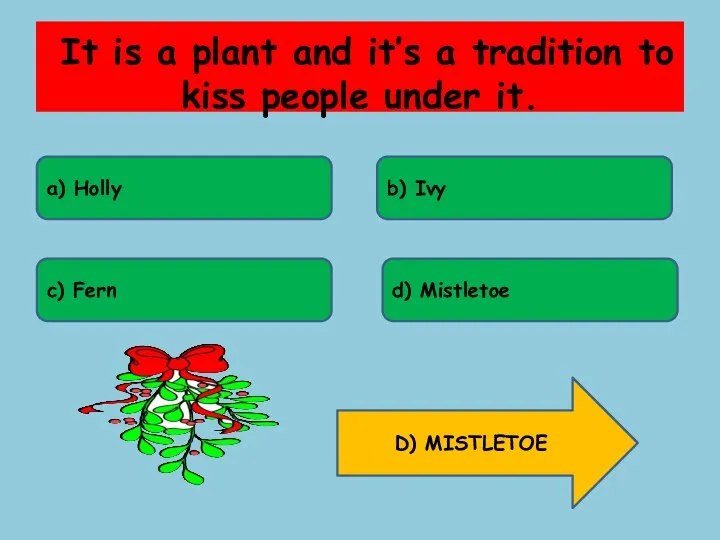 It is a plant and it’s a tradition to kiss