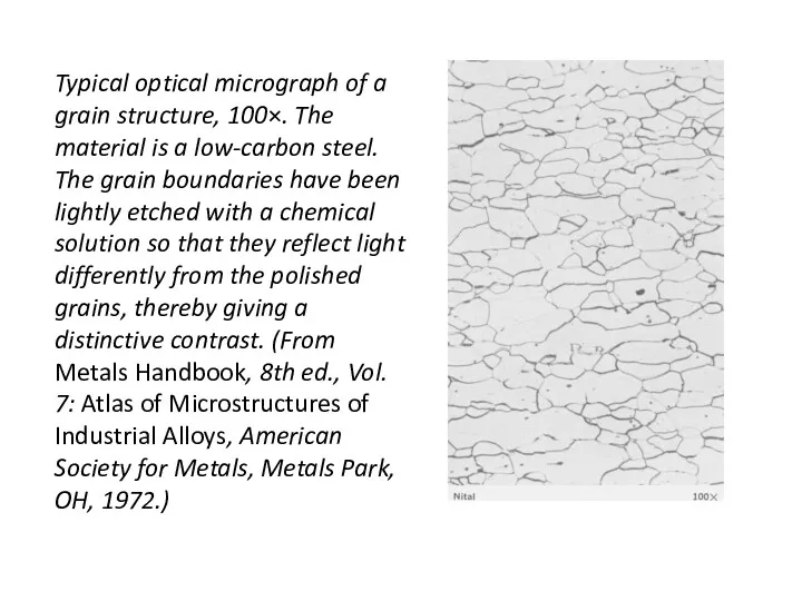 Typical optical micrograph of a grain structure, 100×. The material