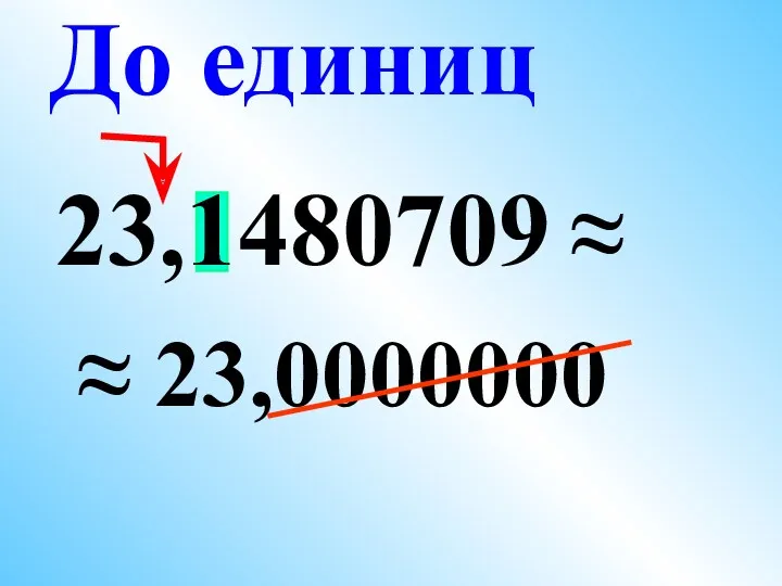 23,1480709 ≈ До единиц ≈ 23,0000000