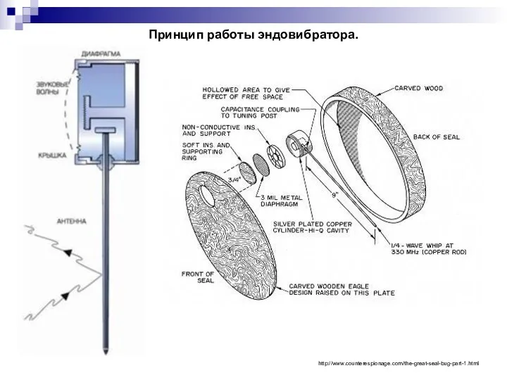 Принцип работы эндовибратора. http://www.counterespionage.com/the-great-seal-bug-part-1.html