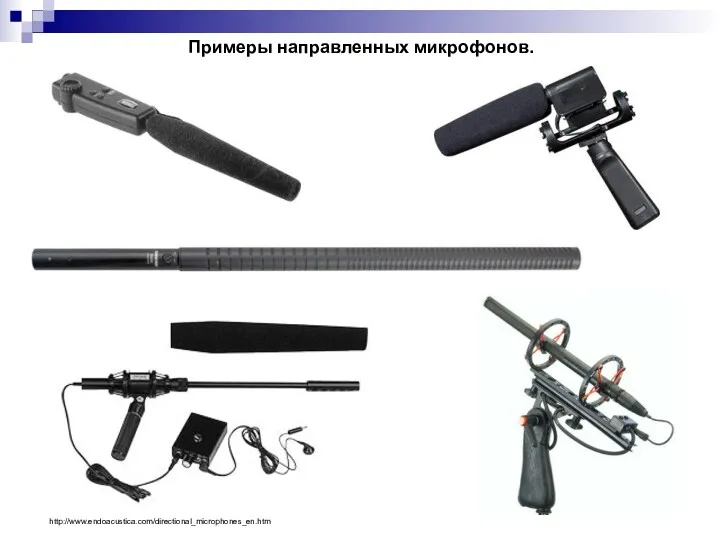 Примеры направленных микрофонов. http://www.endoacustica.com/directional_microphones_en.htm