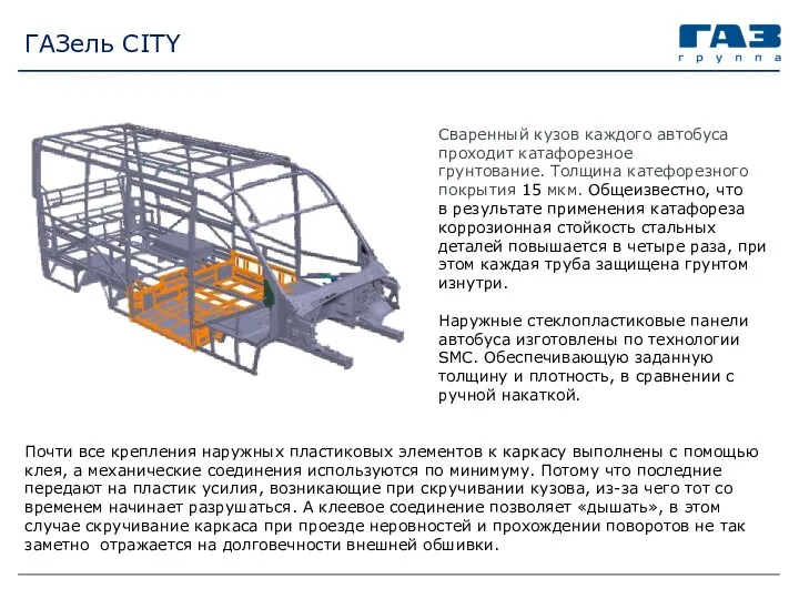 ГАЗель CITY Сваренный кузов каждого автобуса проходит катафорезное грунтование. Толщина