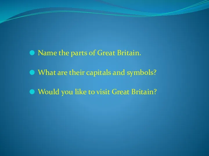 Name the parts of Great Britain. What are their capitals