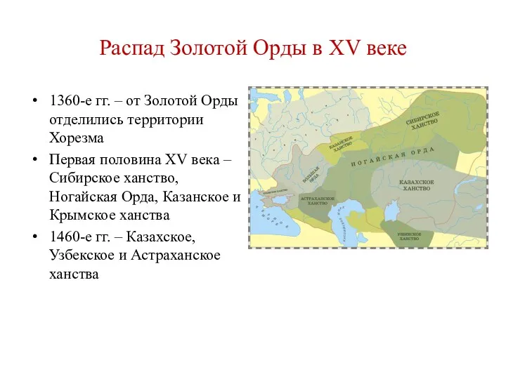 Распад Золотой Орды в XV веке 1360-е гг. – от