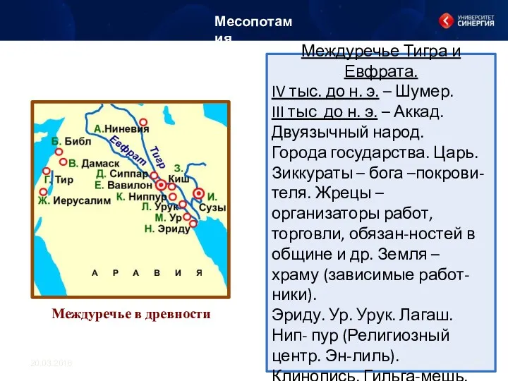 Междуречье Тигра и Евфрата. IV тыс. до н. э. –