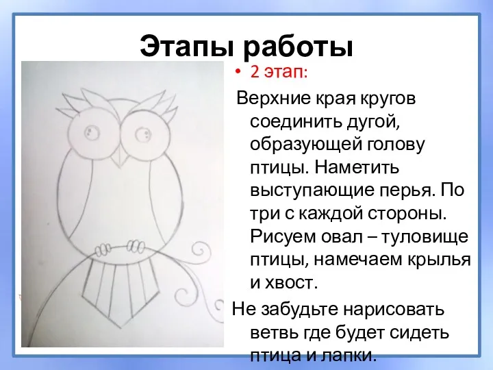 Этапы работы 2 этап: Верхние края кругов соединить дугой, образующей