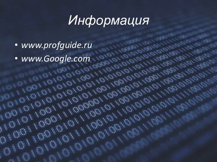 Информация www.profguide.ru www.Google.com