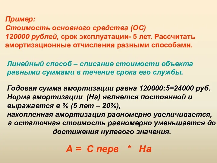 2. Синтетический учет основных средств. Линейный способ – списание стоимости