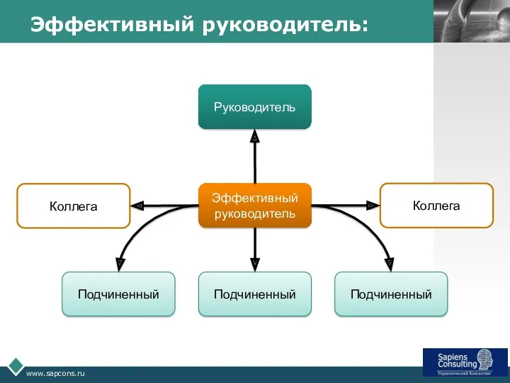 www.sapcons.ru Эффективный руководитель: Эффективный руководитель Подчиненный Подчиненный Подчиненный Руководитель Коллега Коллега