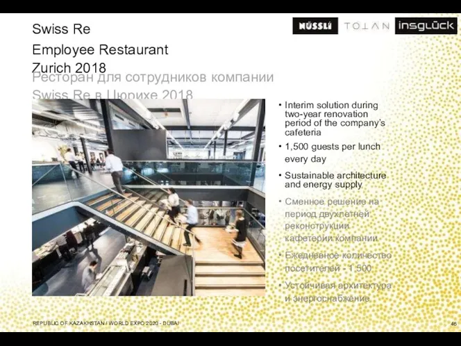 Swiss Re Employee Restaurant Zurich 2018 Ресторан для сотрудников компании Swiss Re в