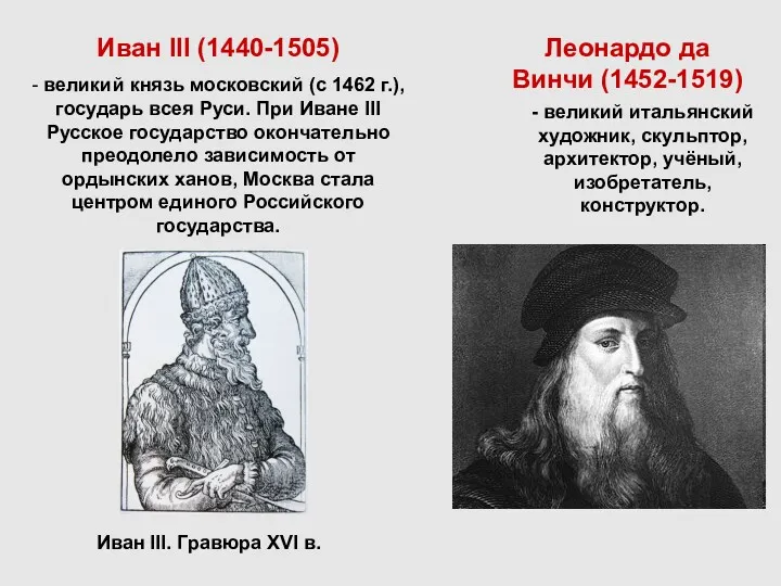 Иван III. Гравюра XVI в. - великий итальянский художник, скульптор,