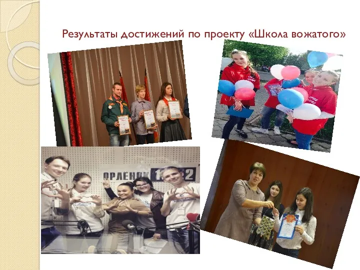 Результаты достижений по проекту «Школа вожатого» E-mail: dolgopolowa.valentina@yandex.ru